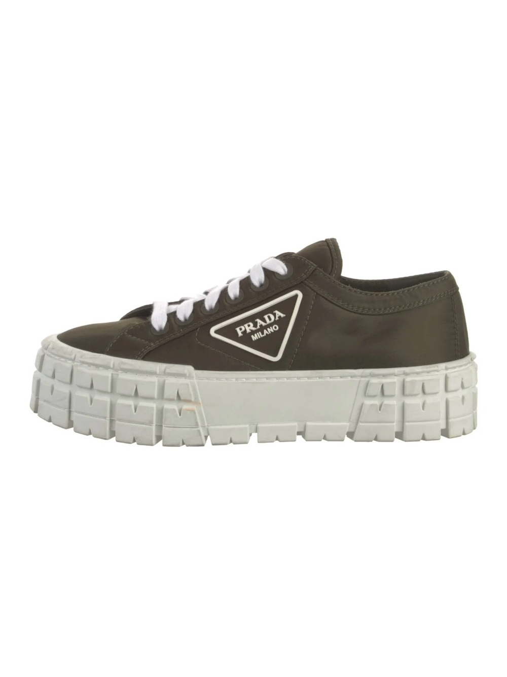 Prada Olive Green Low-Top Platform Sneakers